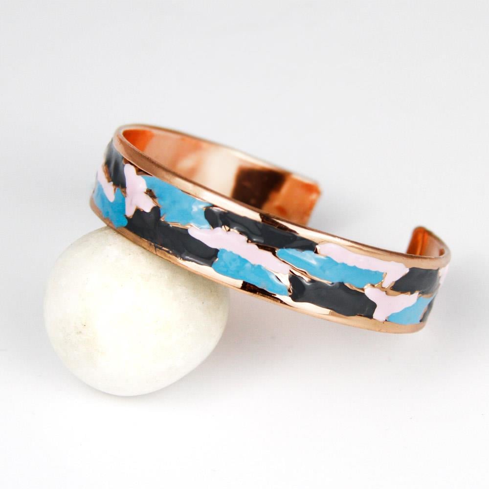 Coho Objet-Coho Mine El İşleme Sky Renkli Bakır Bileklik-COHO Tılsım Takılar-1-Milagron.com