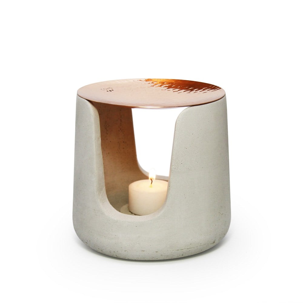 Coho Objet-Concre Artisan Dövme Bakır Kaseli Boz Aromaterapi Buhurdanlık-Buhurdanlık-1-Milagron.com