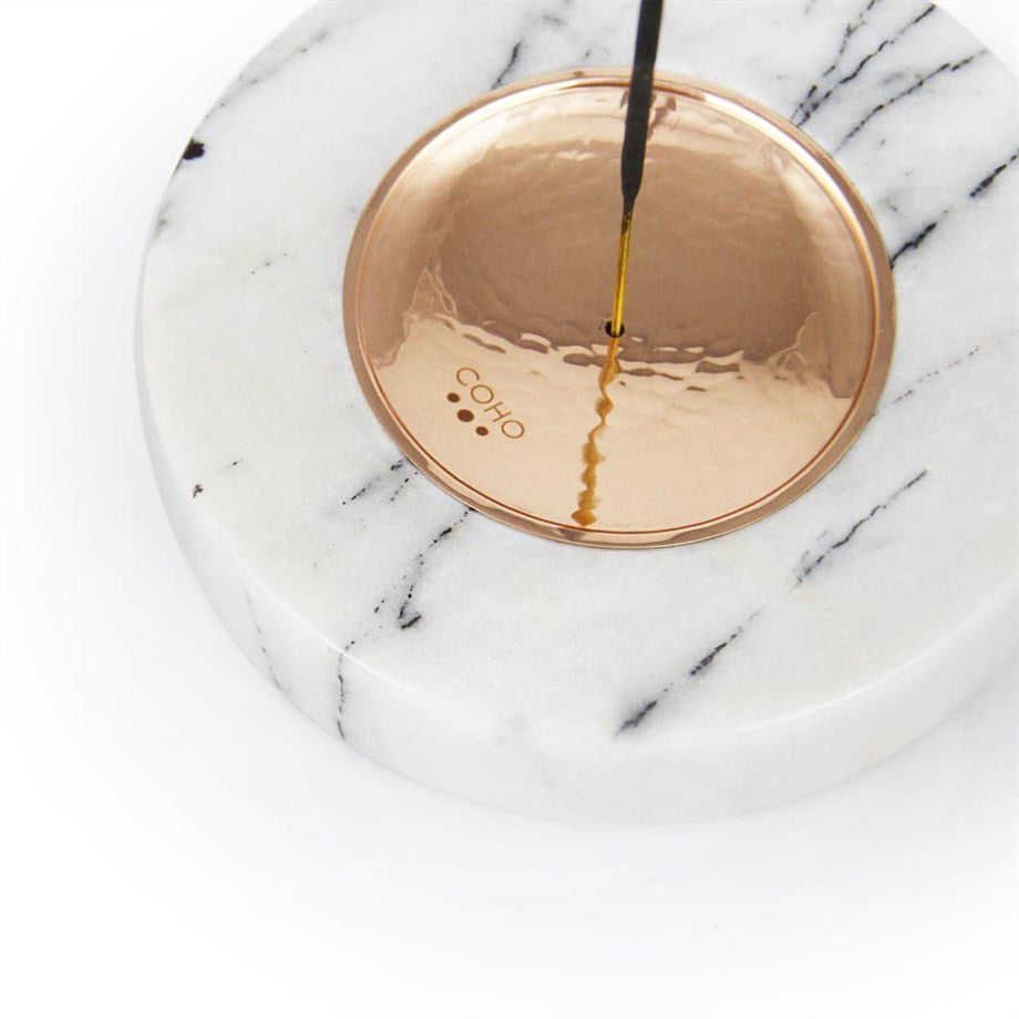 Coho Objet-Crystal Circle Bakır Kaseli Mermer Tütsü Tabağı-Tütsülük-3-Milagron.com