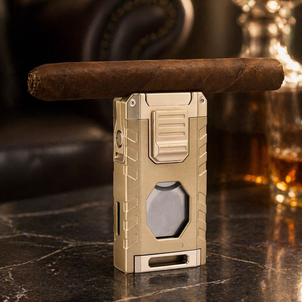 Patron Triple Torch Brass Bıçaklı Puro Çakmağı
