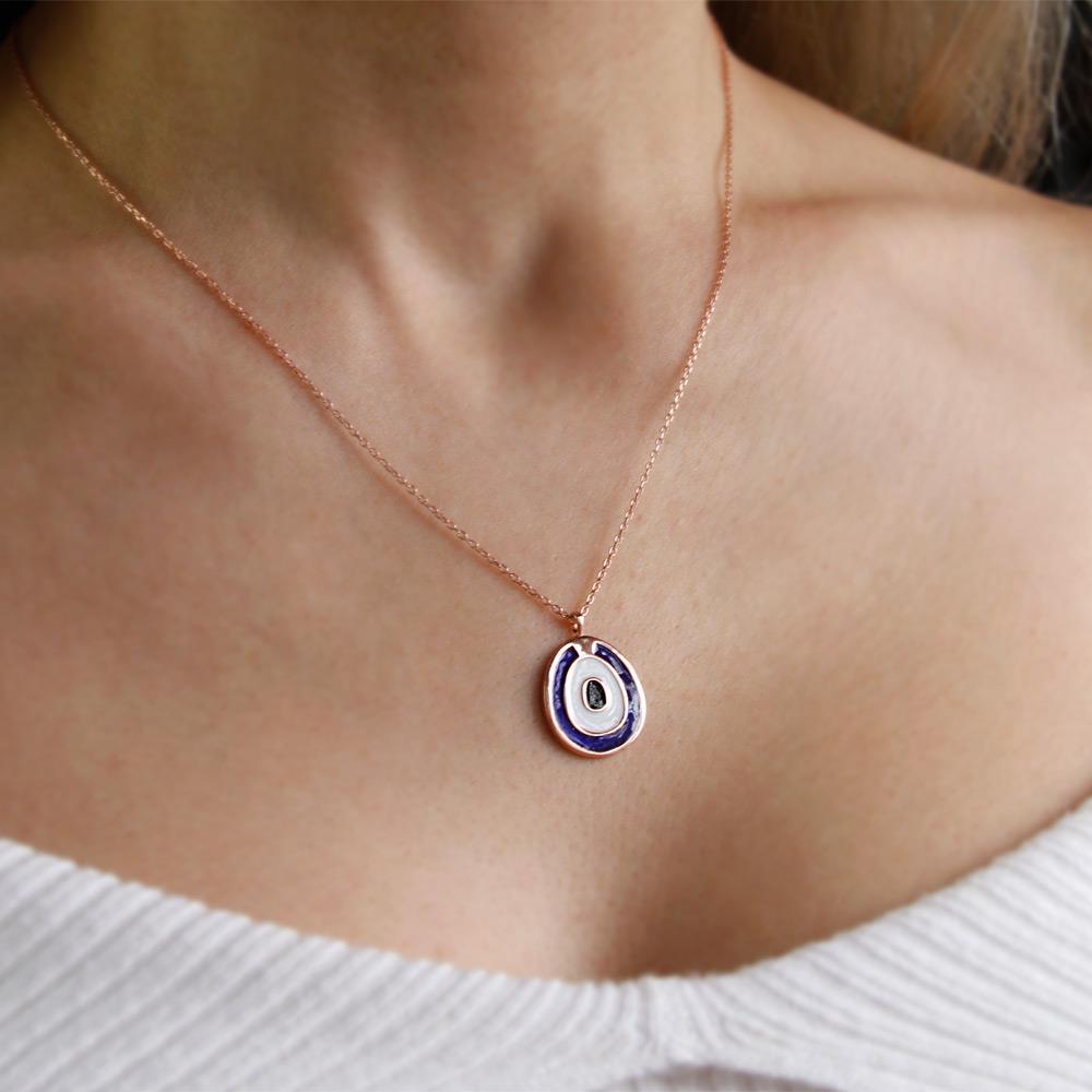 Coho Objet-Coho Silver Astra Eye El Yapımı Gümüş Nazar Kolye-COHO Silver Takılar-2-Milagron.com