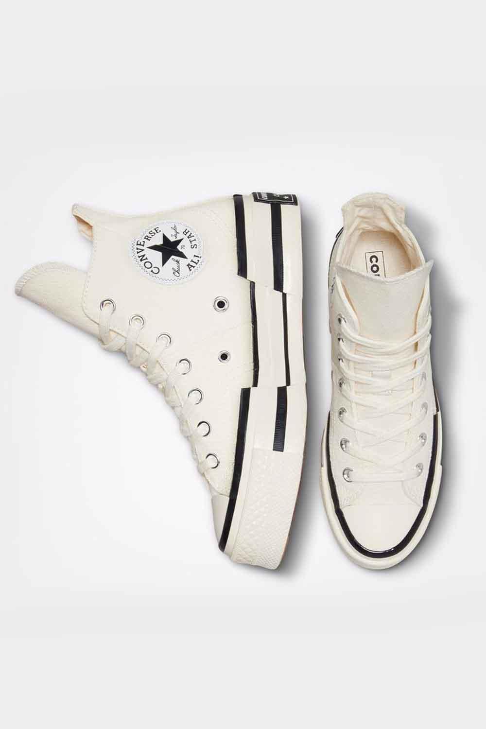 Converse-Chuck 70 Plus Hi Canvas Egret/Black-Sneakers-6-Milagron.com