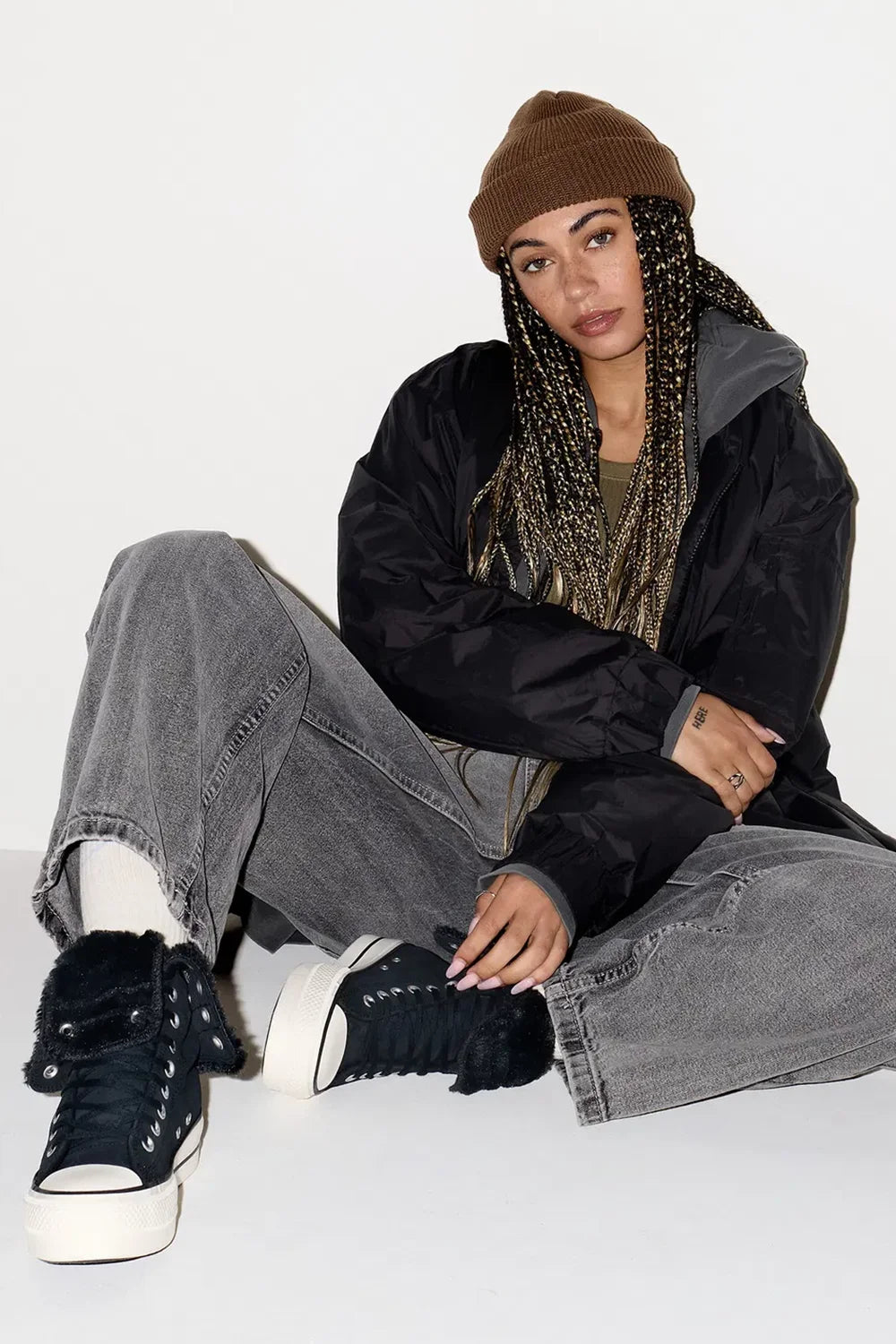 Converse-Chuck Taylor All Star Fold Over Lift Kadın Siyah Süet Sneaker-Sneakers-10-Milagron.com