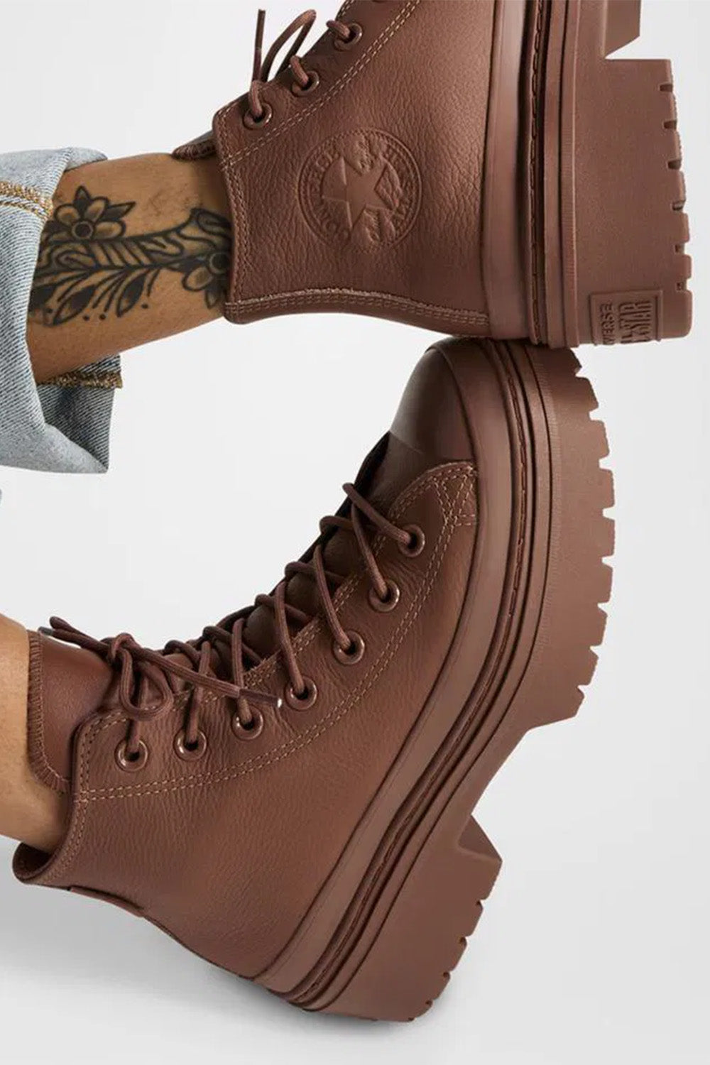 Converse-Chuck Taylor All Star Lugged Heal Platform Kahverengi Kadın Deri Bot-Bot-6-Milagron.com