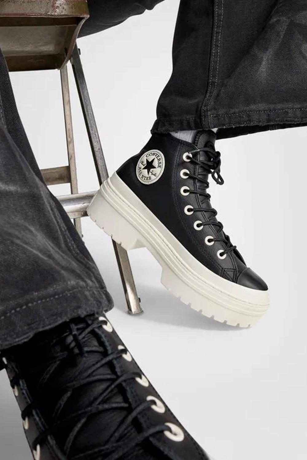 Converse-Chuck Taylor All Star Lugged Heal Platform Siyah Kadın Deri Bot-Bot-10-Milagron.com