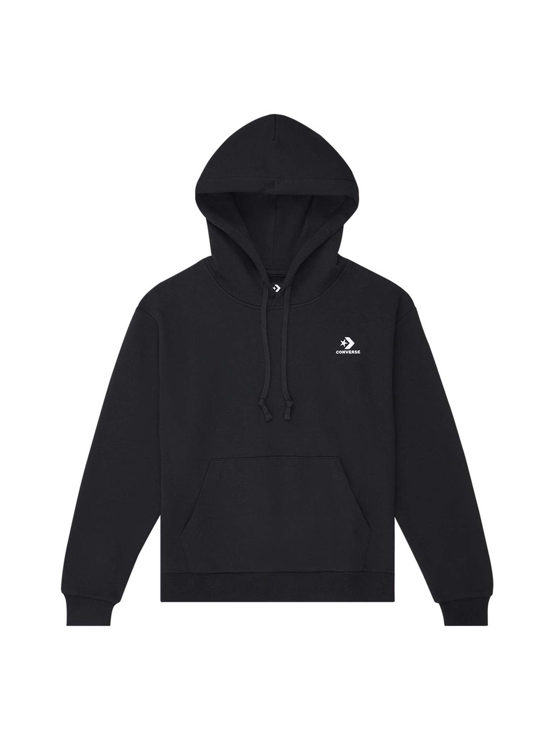 Converse-Embroidered Star Chevron PO Hoodie Black-Sweatshirts & Hoodies-1-Milagron.com