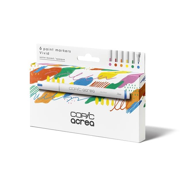 Copic-Acrea Paint Marker Set Of 6 Vivid Colours-Çizim Kalemi-2-Milagron.com