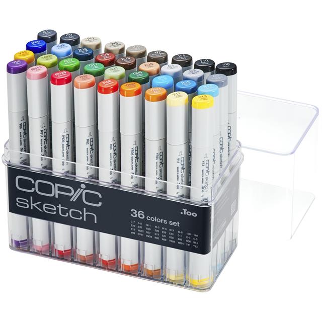 COPIC-Copic Basic Sketch çift Uçlu 36'lı çizim Kalemi Seti C-Çizim Kalemleri-2-Milagron.com