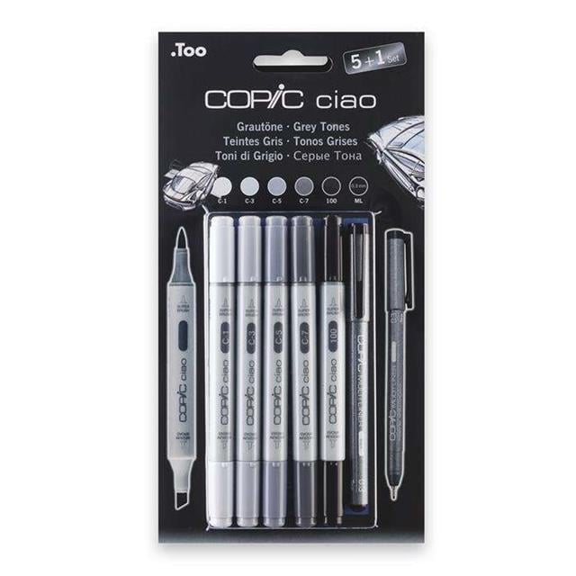 Copic-Ciao Marker Çizim Kalemi 5+1 Set Grey Tones-Çizim Kalemi-1-Milagron.com