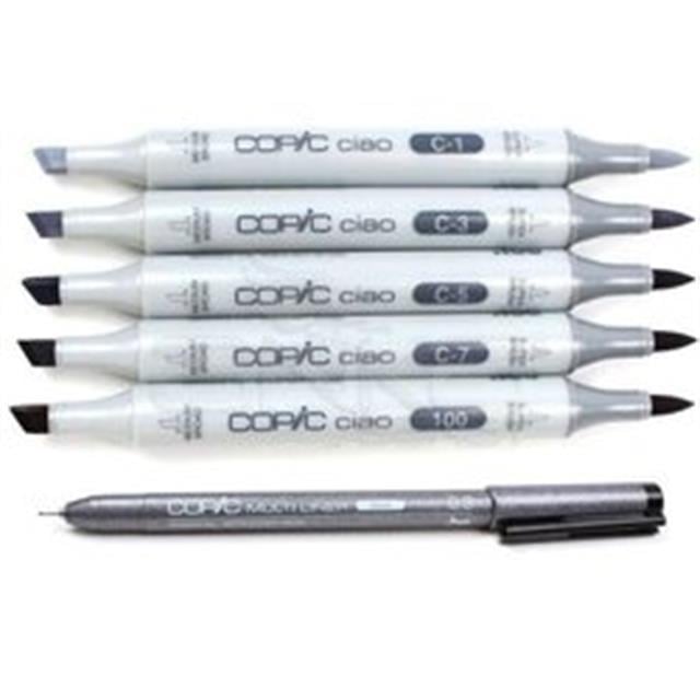 Copic-Ciao Marker Çizim Kalemi 5+1 Set Grey Tones-Çizim Kalemi-3-Milagron.com