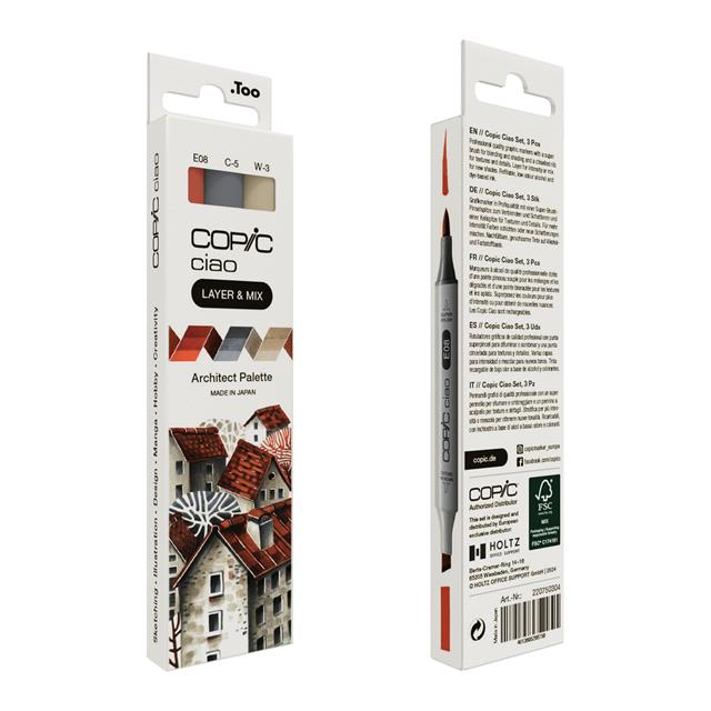 Copic-Copic Ciao 3'lü Layer & Mix Set Architect Palette-Kalem Seti-2-Milagron.com