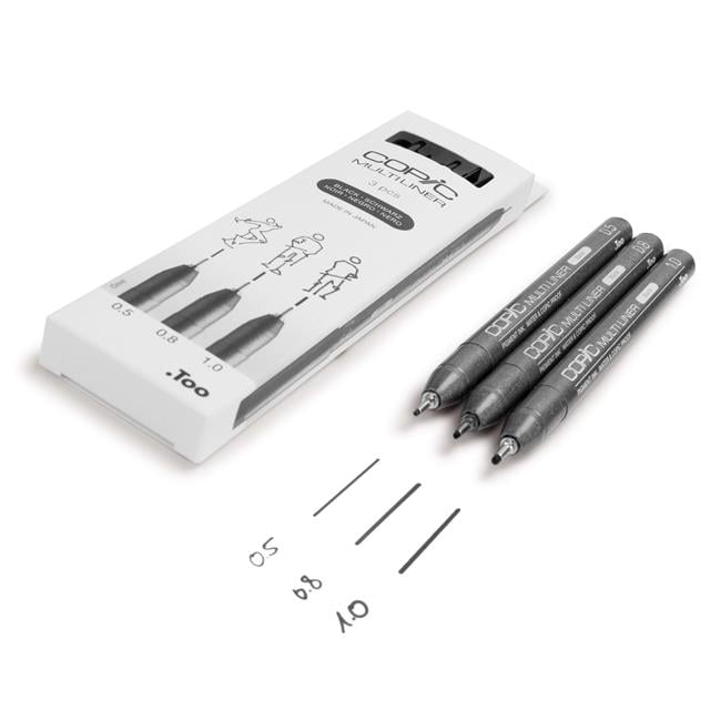 Copic-Copic Multiliner 3'lü Siyah Set Broad-Kalem Seti-3-Milagron.com
