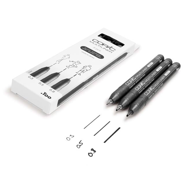 Copic-Copic Multiliner 3'lü Siyah Set Medium-Kalem Seti-3-Milagron.com