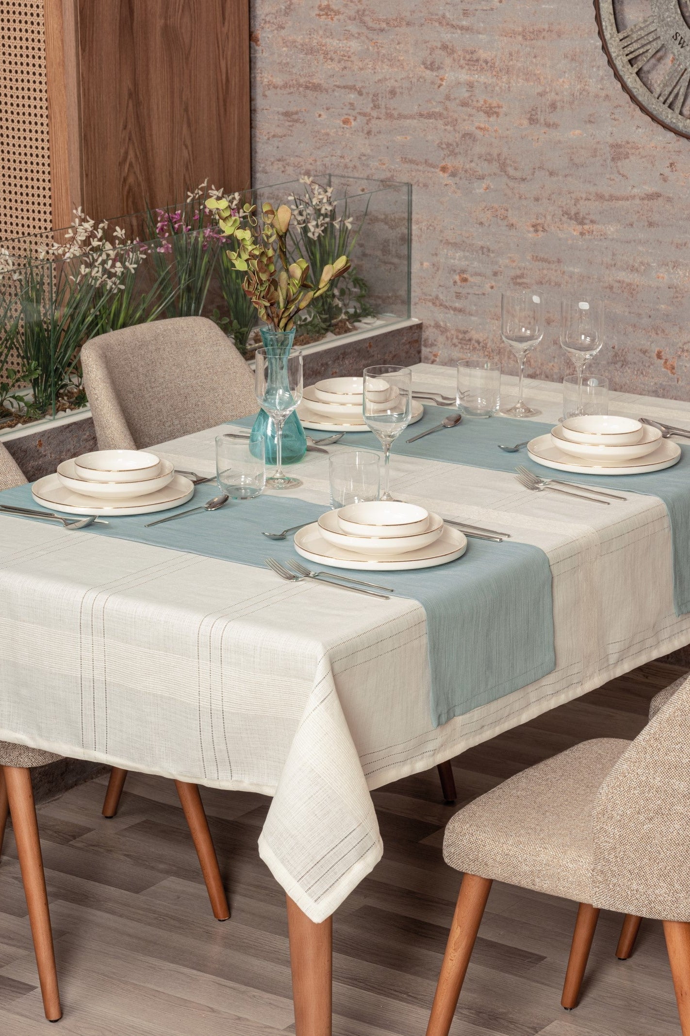 Cotton Box-Cotton Box Antique Masa örtüsü Seti Jasmine Krem 155x220-Masa Örtüsü Seti-1-Milagron.com