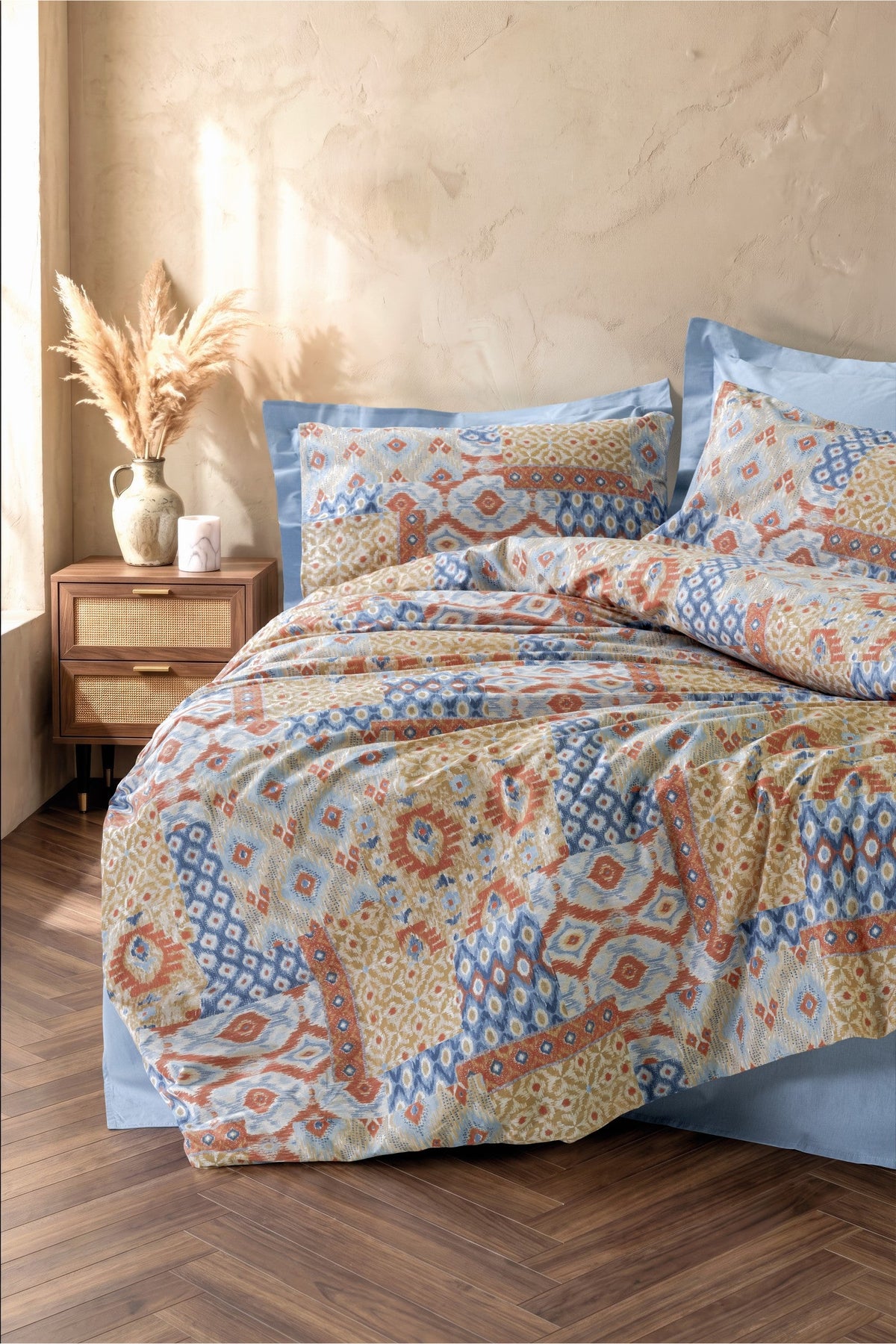 Cotton Box-Artisan Nevresim Takımı, Mavi - Çift Kişilik-Nevresim Takımı-1-Milagron.com