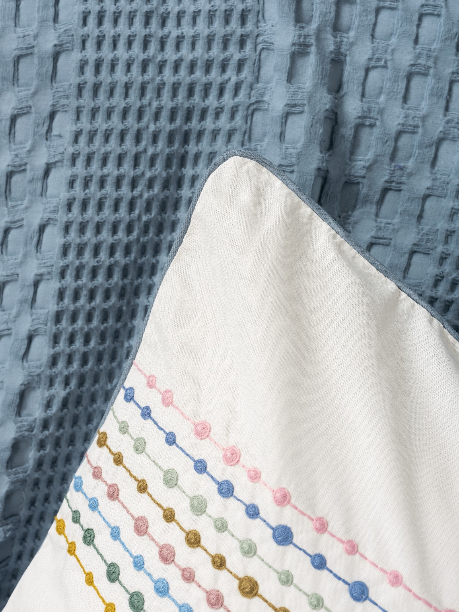 Cotton Box-Aura Çift Kişilik Pike Takımı Pebble Indigo-Pike Takımı-4-Milagron.com