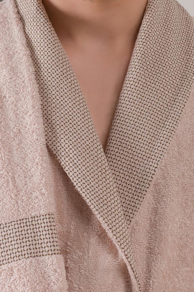 Cotton Box-Bambu 3 D Nakışlı Aile Bornoz Seti Lenora Ekru Cappuccino-Bornoz Seti-4-Milagron.com