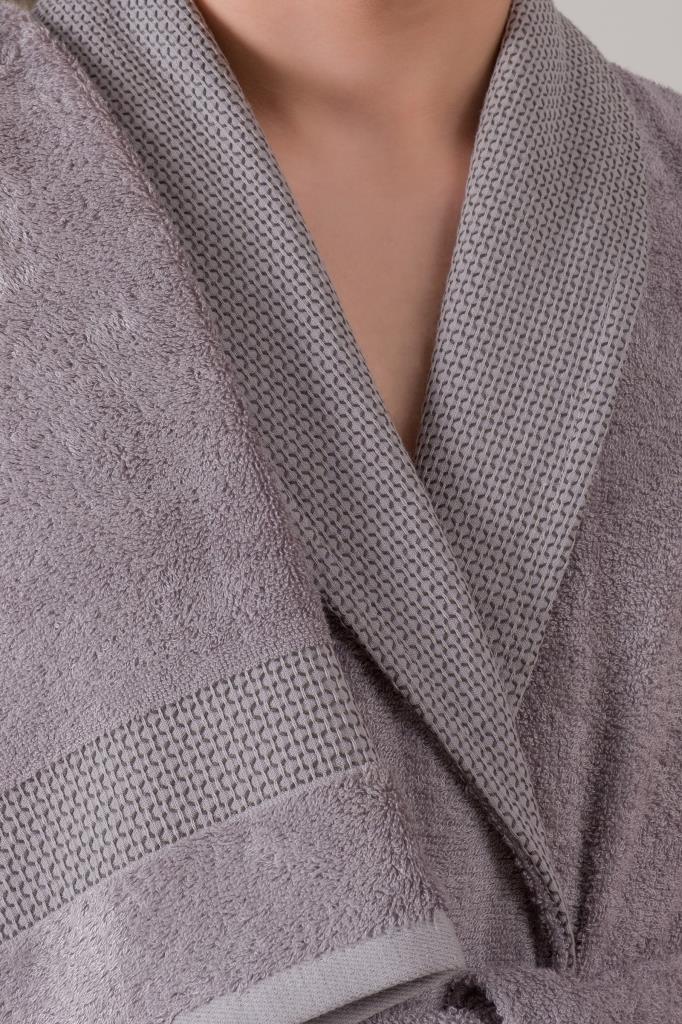 Cotton Box-Bambu 3 D Nakışlı Aile Bornoz Seti Violet Mürdüm Gri-Bornoz Seti-4-Milagron.com