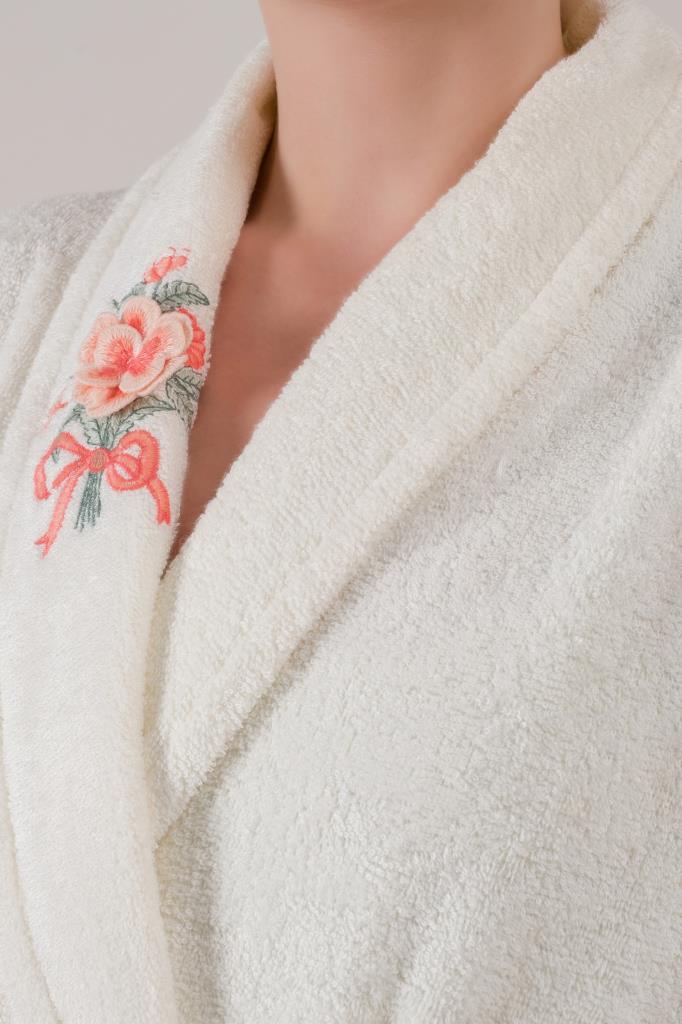 Cotton Box-Bambu 3D Nakışlı Aile Bornoz Seti Lenora Ekru Cappuccino-Bornoz Seti-3-Milagron.com