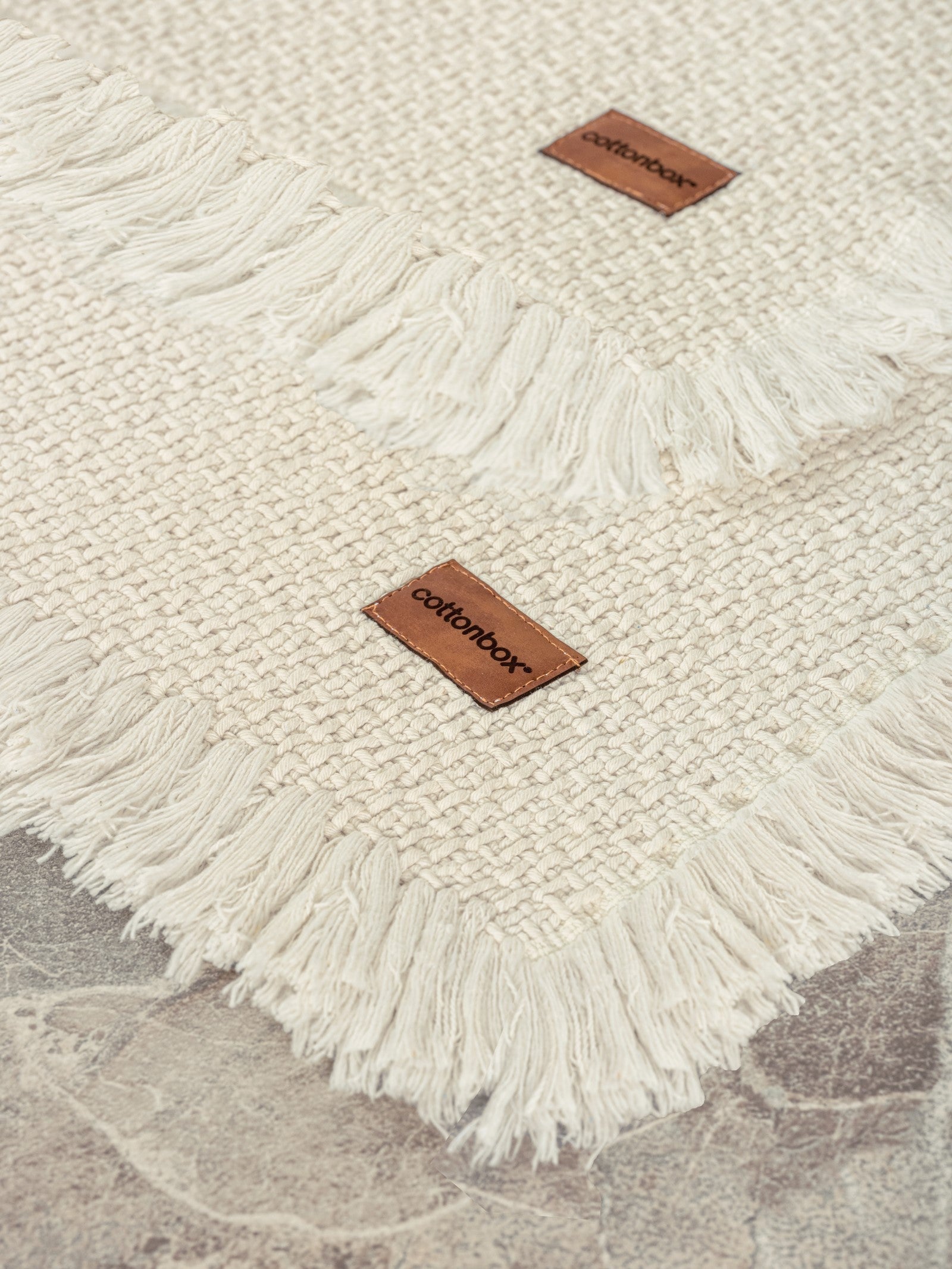 Cotton Box-Bath Rug Set Krem 75x125 60x90-Halı-2-Milagron.com