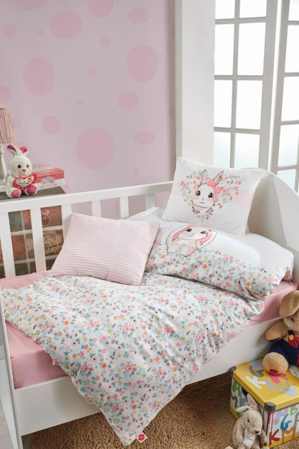 Cotton Box-Cotton Box Bebek Nevresim Takımı Bunny Pembe-Bebek Nevresim Takımı-1-Milagron.com