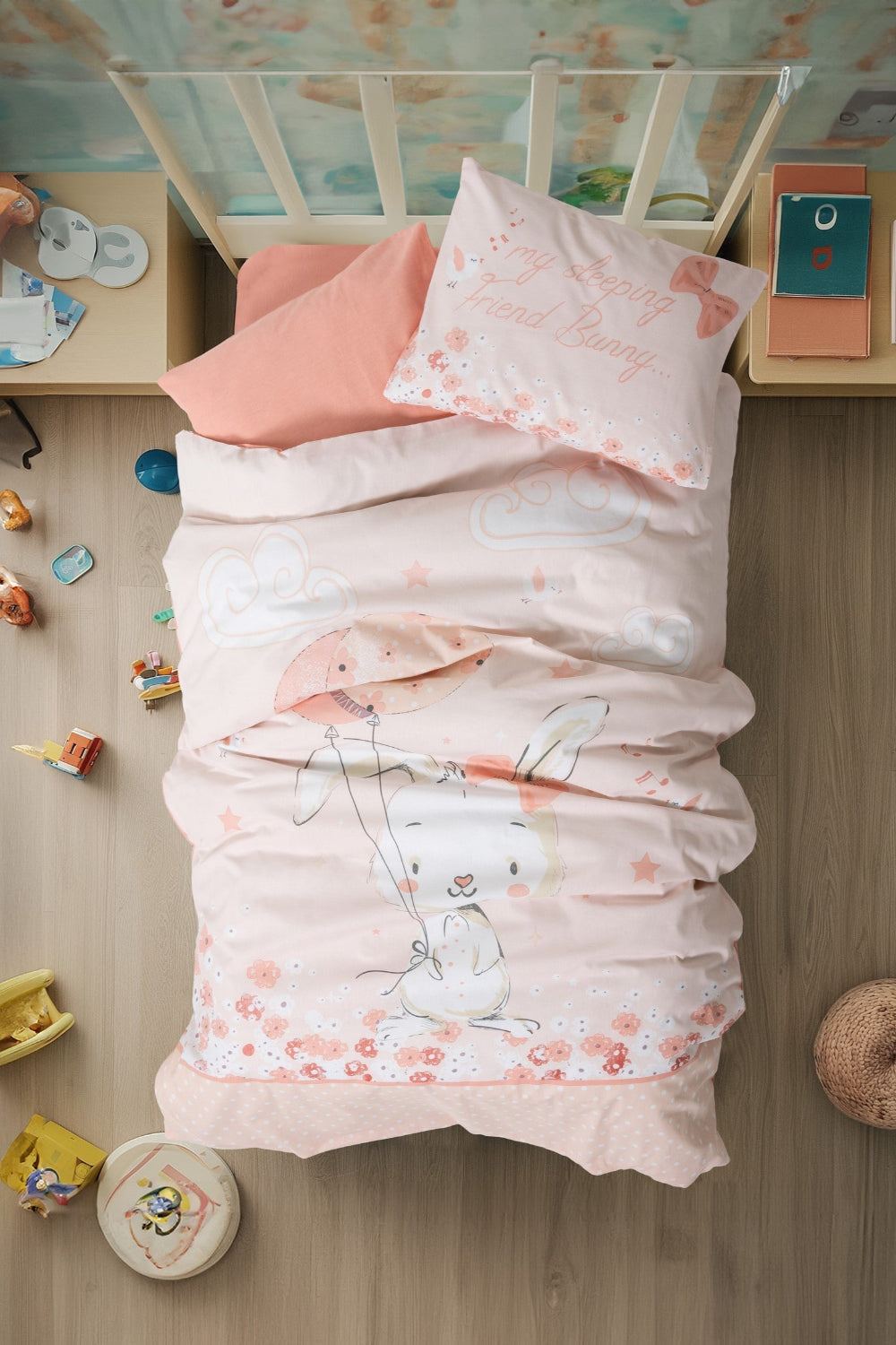 Cotton Box-Cotton Box Bebek Nevresim Takımı Rapeti Somon-Bebek Nevresim Takımı-1-Milagron.com