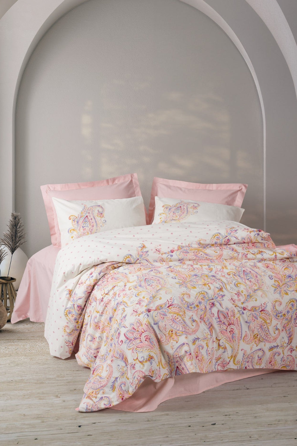 Cotton Box-Cotton Box Bohem Tek Kişilik Nevresim Takımı Muna Pembe-Tek Kişilik Nevresim Takımı-1-Milagron.com