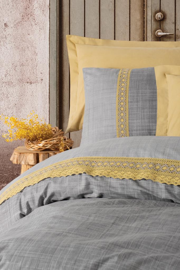 Cotton Box-Brode Çift Kişilik Nevresim Takımı Hazel Hardal-Nevresim Takımı-2-Milagron.com