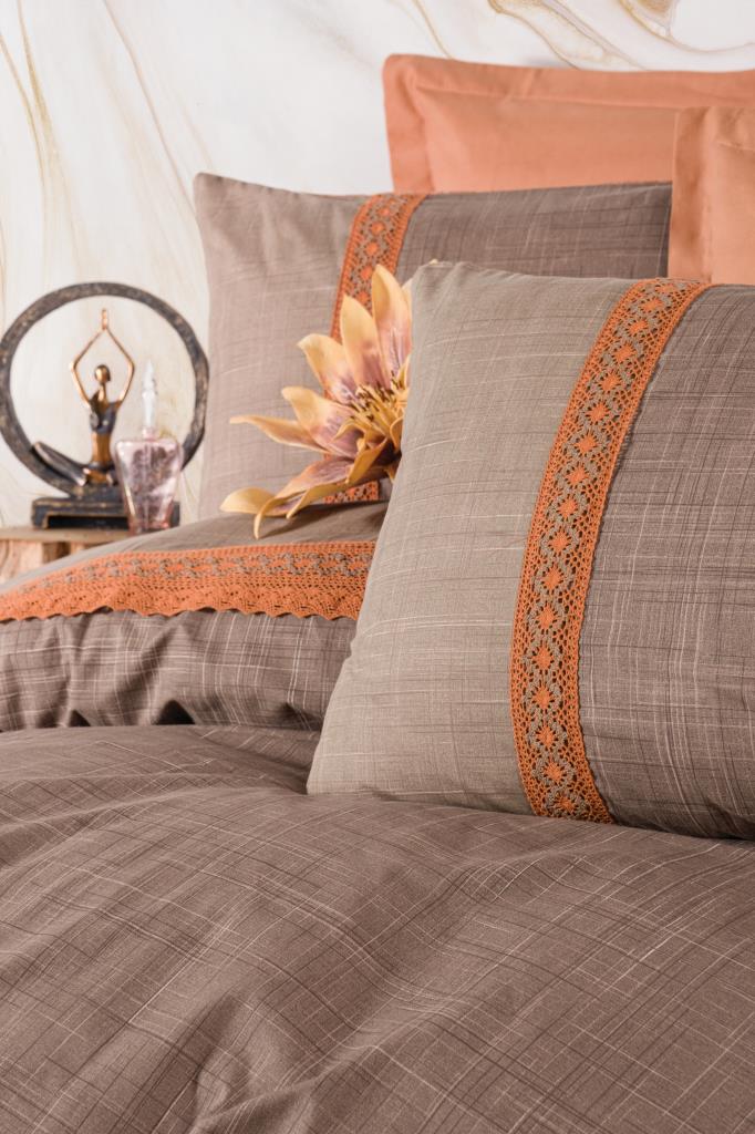 Cotton Box-Brode Çift Kişilik Nevresim Takımı Hazel Kiremit-Nevresim Takımı-2-Milagron.com