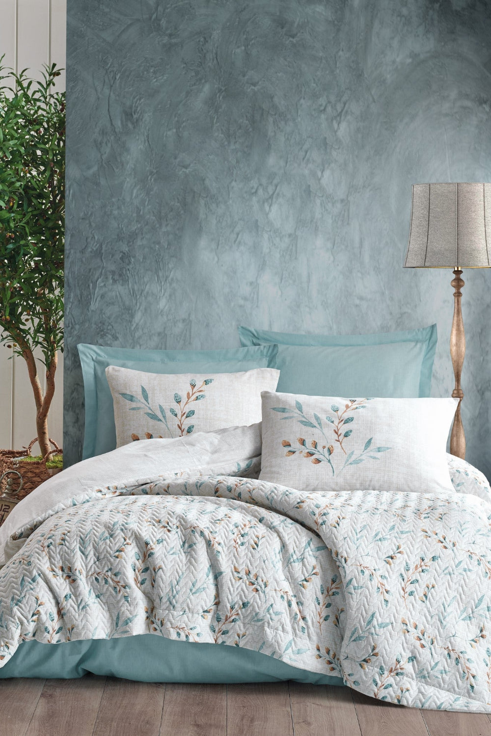 Cotton Box-Çift Kişilik Complete Set Lendell Mint-Nevresim Takımı-1-Milagron.com