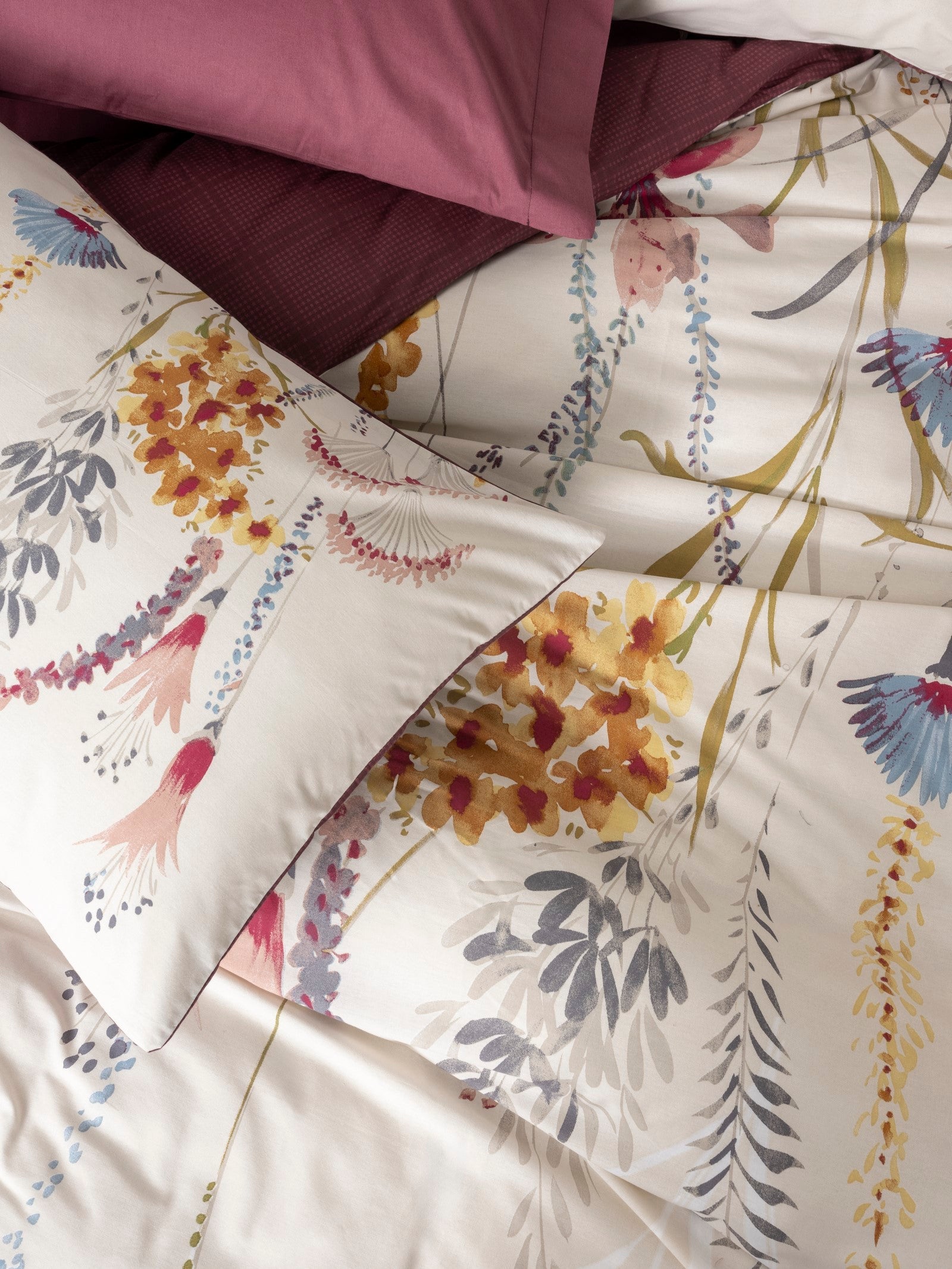 Cotton Box-Çift Kişilik Nevresim Takımı Flos Bordo-Nevresim Takımı-2-Milagron.com