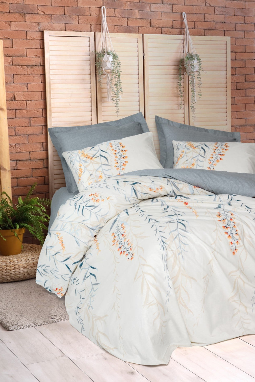 Cotton Box-Çift Kişilik Nevresim Takımı Hiedra Indigo-Nevresim Takımı-1-Milagron.com