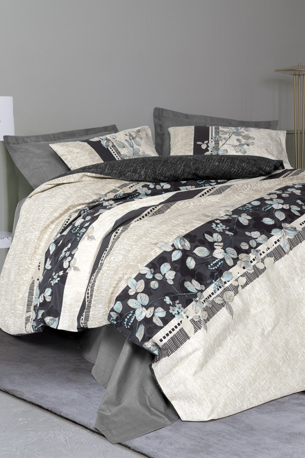 Cotton Box-Çift Kişilik Nevresim Takımı Lehlare Antrasit-Nevresim Takımı-1-Milagron.com