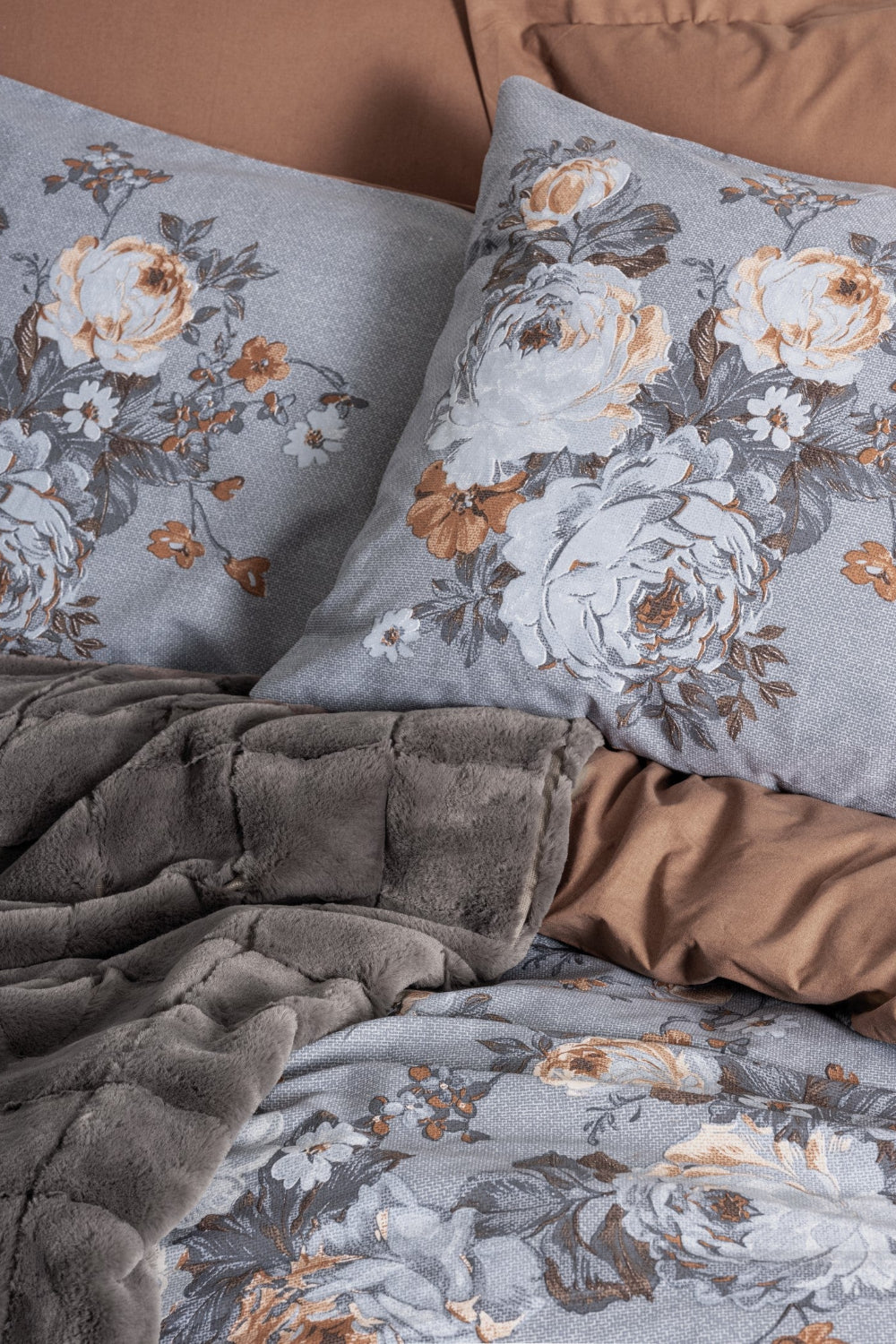 Cotton Box-Çift Kişilik Trim Battaniyeli Nevresim Takımı Smooth Antrasit-Nevresim Takımı-2-Milagron.com