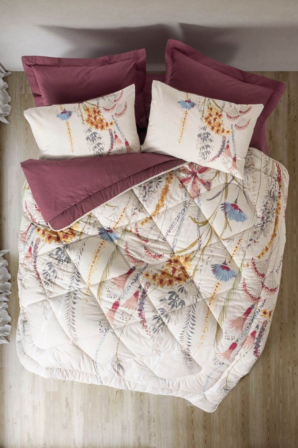 Cotton Box-Çift Kişilik Uyku Seti Flos Bordo-Nevresim Takımı-1-Milagron.com