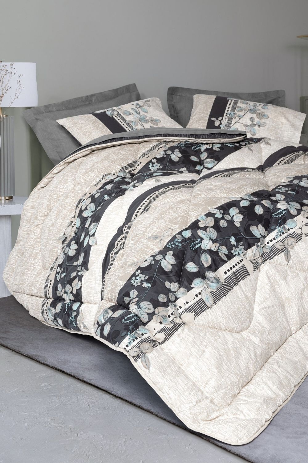 Cotton Box-Çift Kişilik Uyku Seti Lehlare Antrasit-Nevresim Takımı-1-Milagron.com