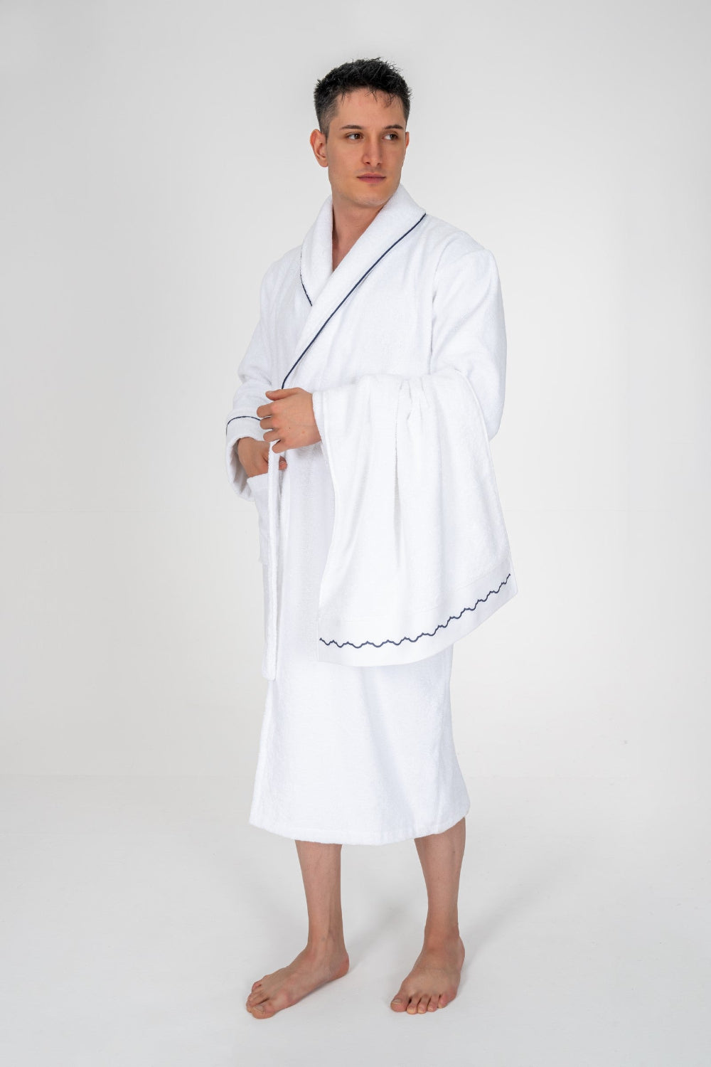 Cotton Box-Classic Bornoz Seti Josina Beyaz Erkek L/Xl-Bornoz Seti-1-Milagron.com