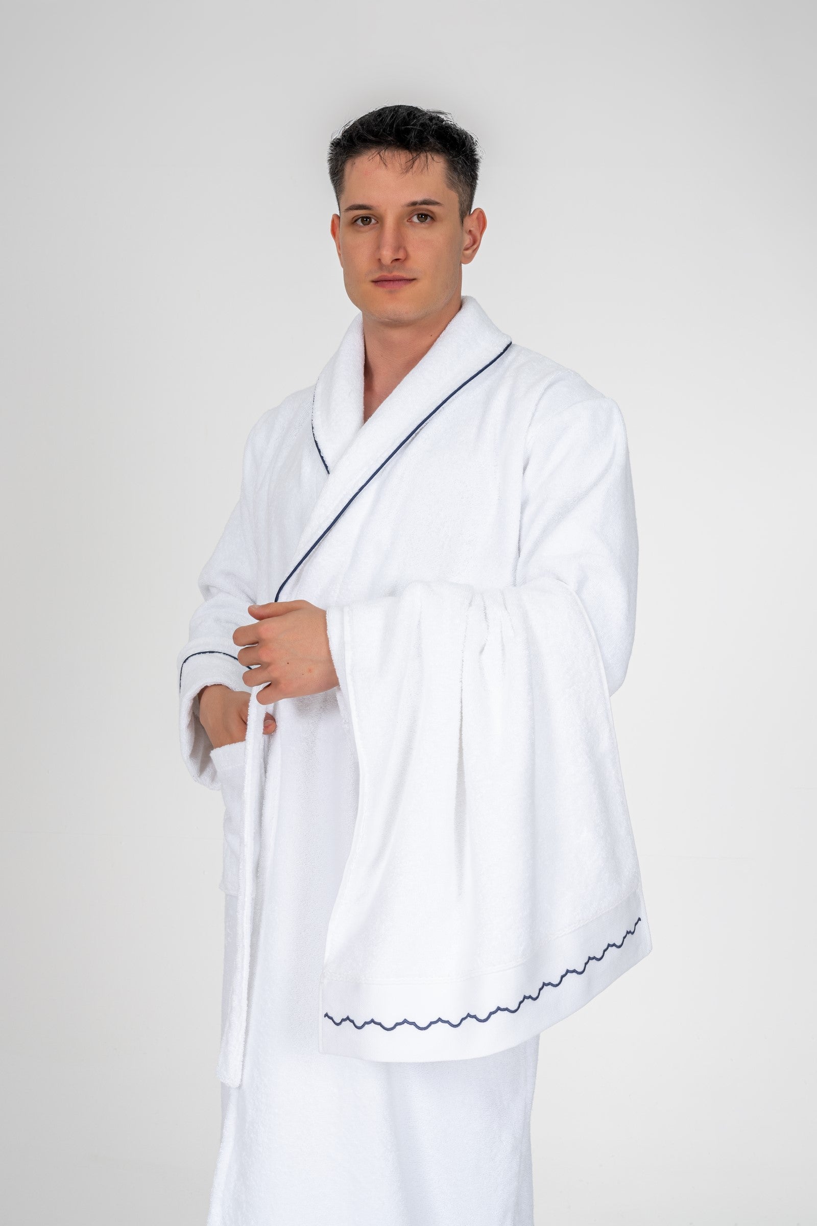 Cotton Box-Classic Bornoz Seti Josina Beyaz Erkek L/Xl-Bornoz Seti-2-Milagron.com