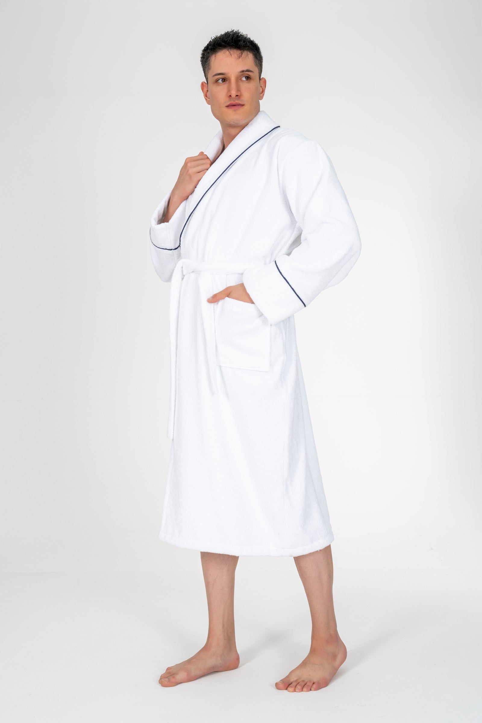 Cotton Box-Classic Bornoz Seti Josina Beyaz Erkek L/Xl-Bornoz Seti-3-Milagron.com