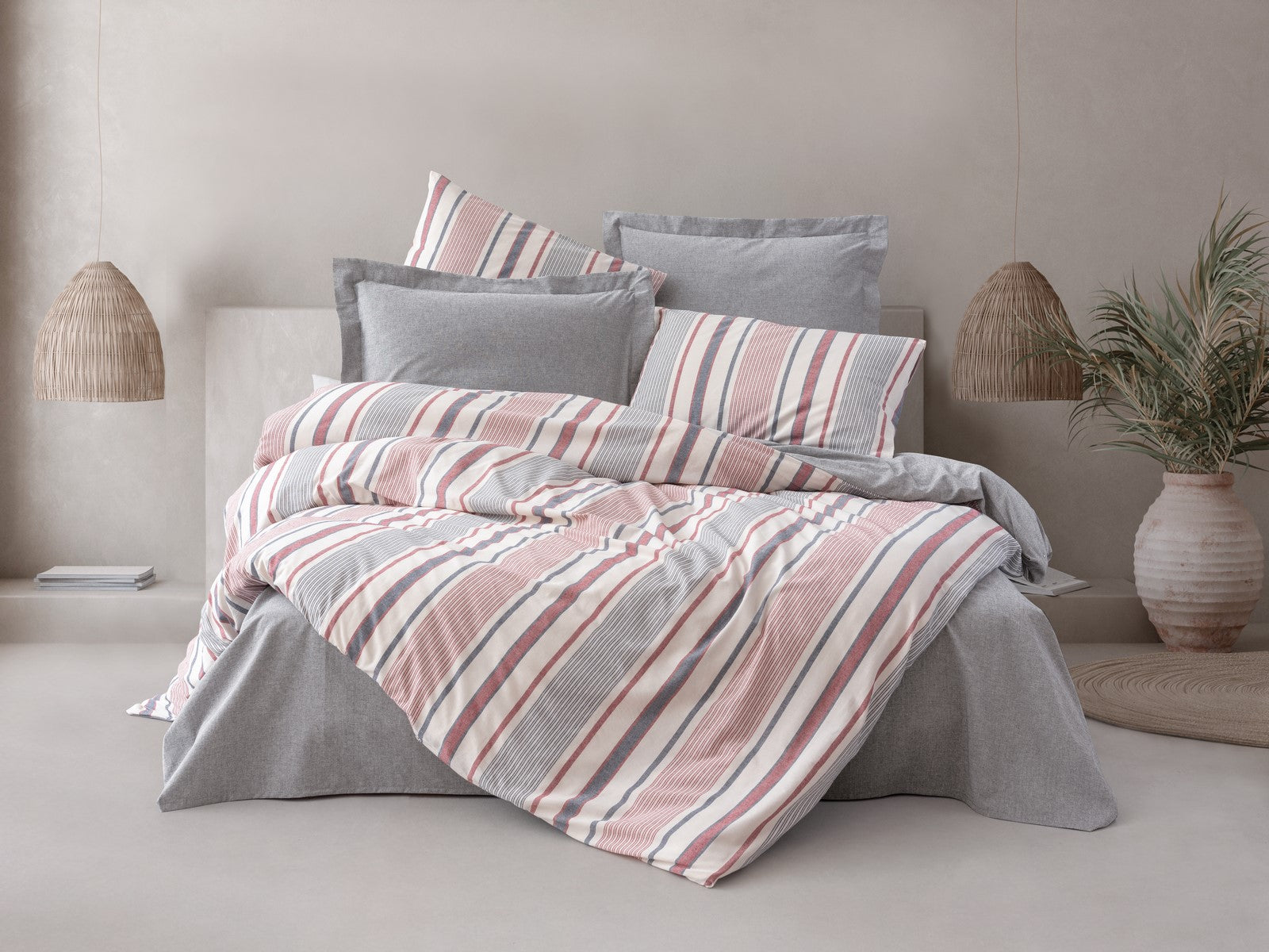 Cotton Box-Cotton Box Natureforce İpliği Boyalı çift Kişilik Nevresim Takımı Duo Mavi-Nevresim Takımı-1-Milagron.com