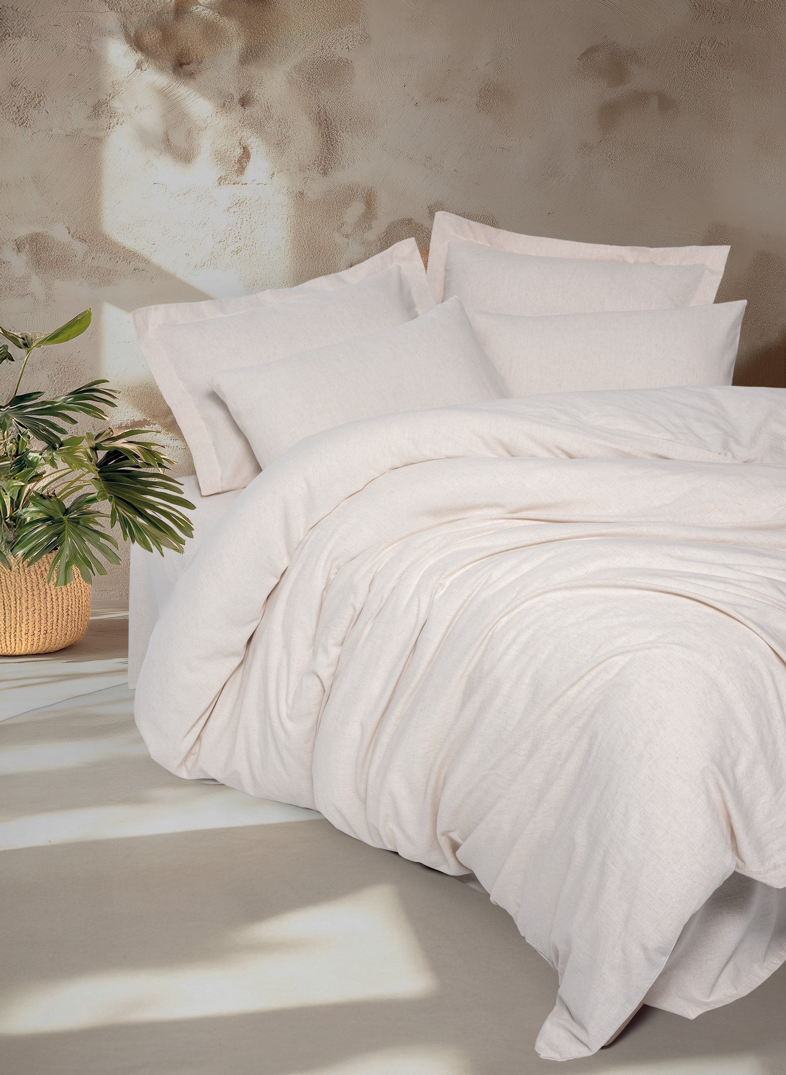 Cotton Box-Cotton Keten Çift Kişilik Nevresim Takımı Basic Bej-Nevresim Takımı-3-Milagron.com