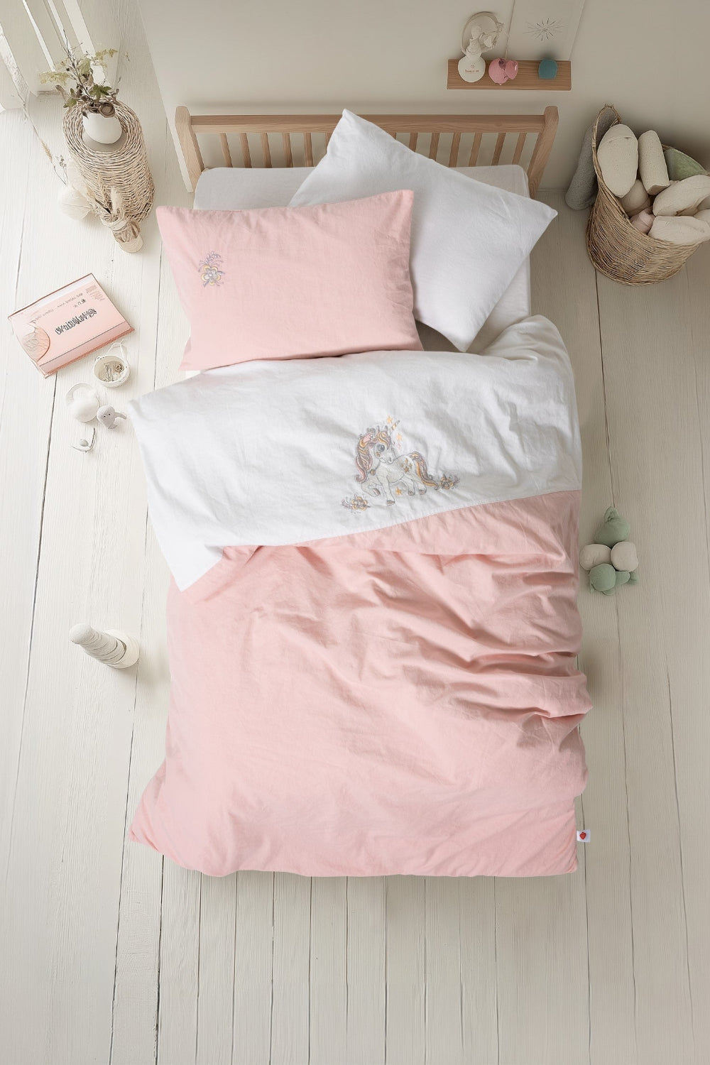 Cotton Box-Cuddly Nakışlı Bebek Nevresim Takımı Bonic Beyaz-Nevresim Takımı-1-Milagron.com