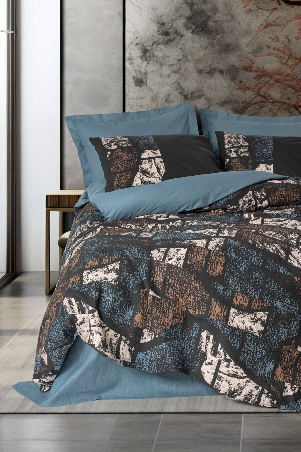 Cotton Box-Dark Çift Kişilik Nevresim Takımı Senso Petrol-Nevresim Takımı-1-Milagron.com
