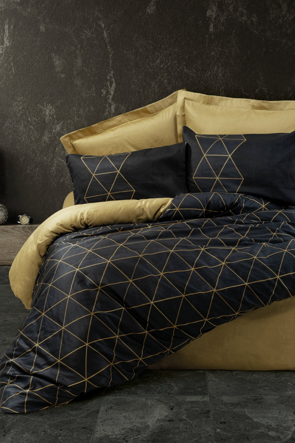 Cotton Box-Dark Tek Kişilik Nevresim Takımı Veta Gold-Nevresim Takımı-1-Milagron.com