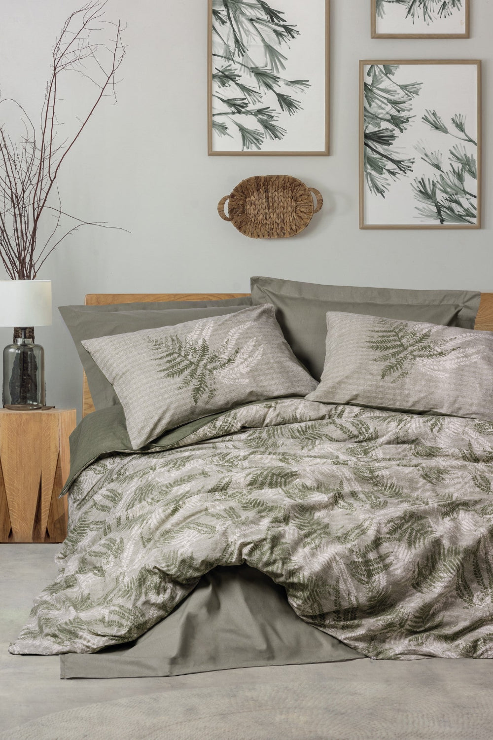 Cotton Box-Dual Çift Kişilik Nevresim Takımı Frond Haki-Nevresim Takımı-1-Milagron.com