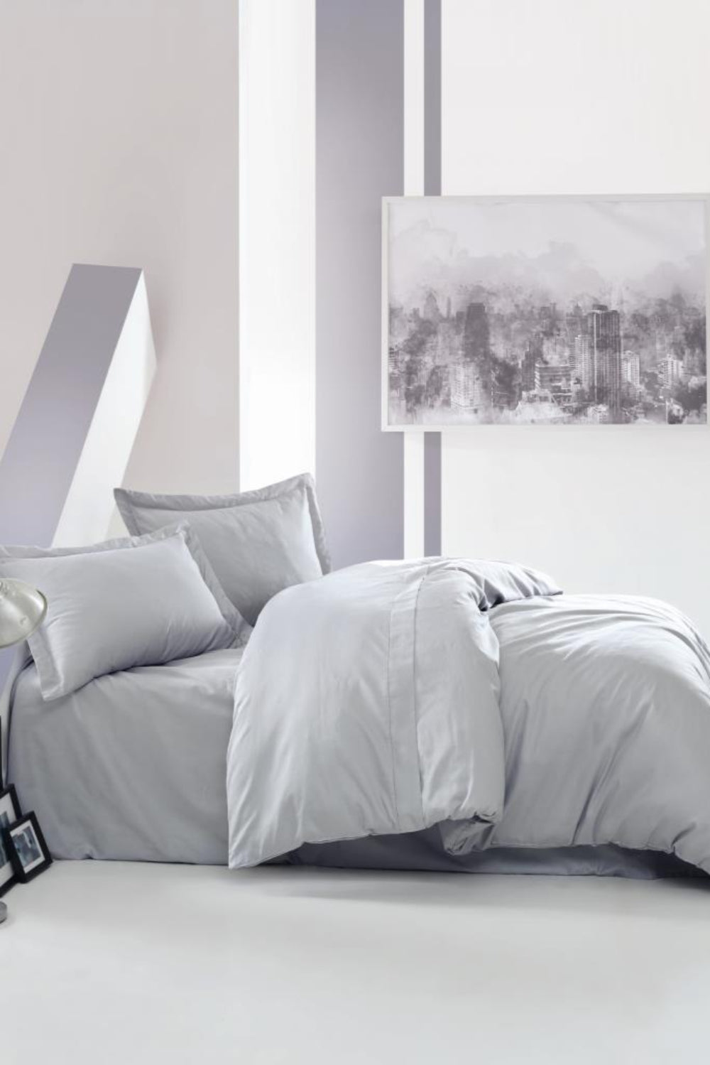 Cotton Box-Elegant Saten Çift Kişilik Nevresim Takımı Gri-Nevresim Takımı-1-Milagron.com