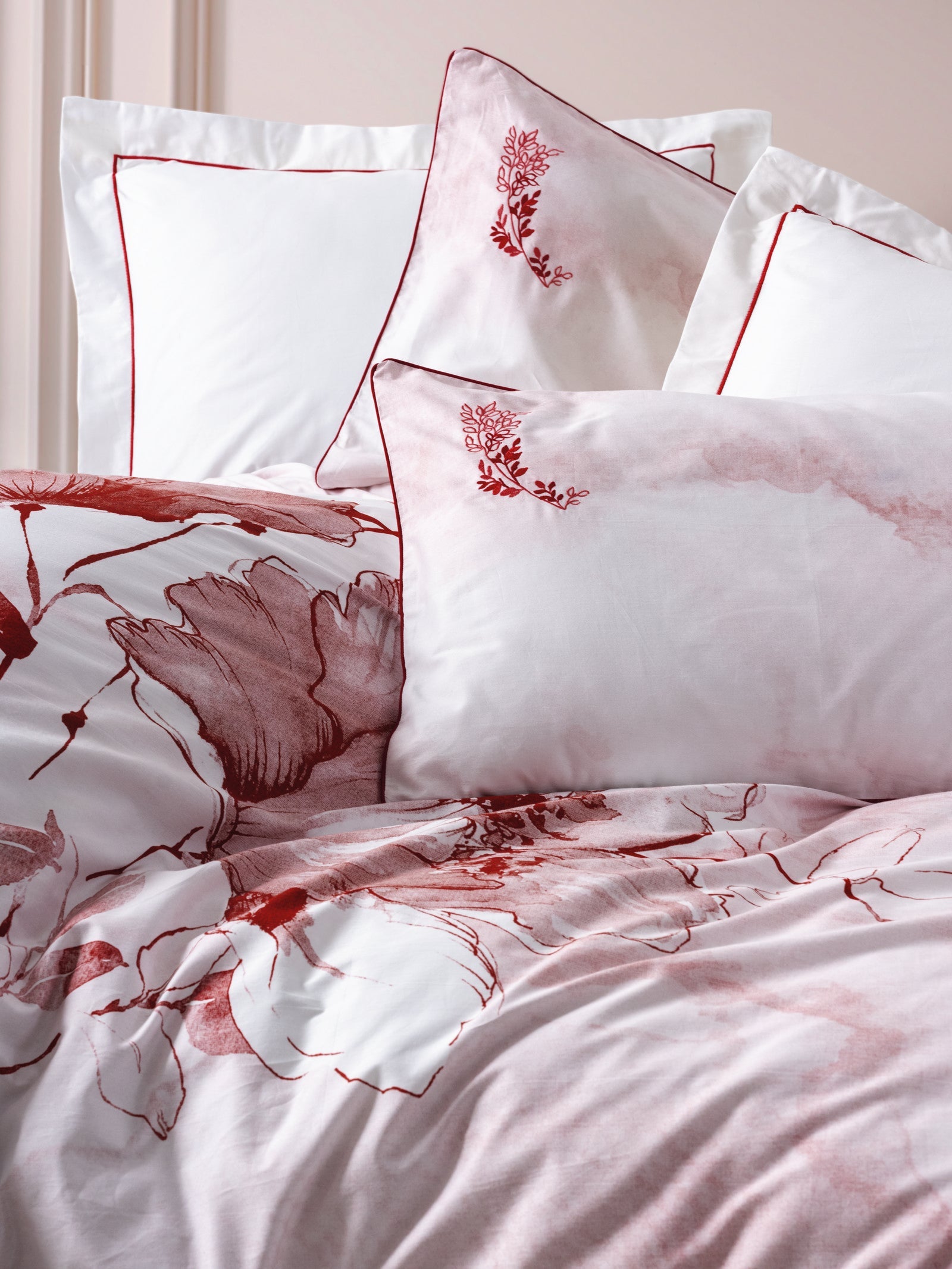 Cotton Box-Elite Saten Çift Kişilik Nevresim Takımı Gules Kırmızı-Nevresim Takımı-3-Milagron.com