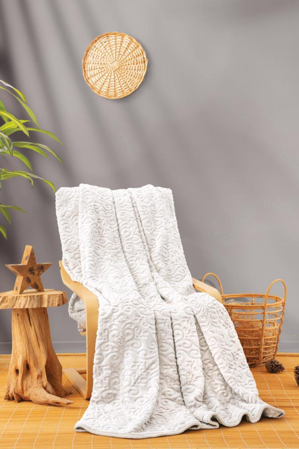 Cotton Box-Emboss Çift Kişilik Battaniye Krem-Battaniye-1-Milagron.com