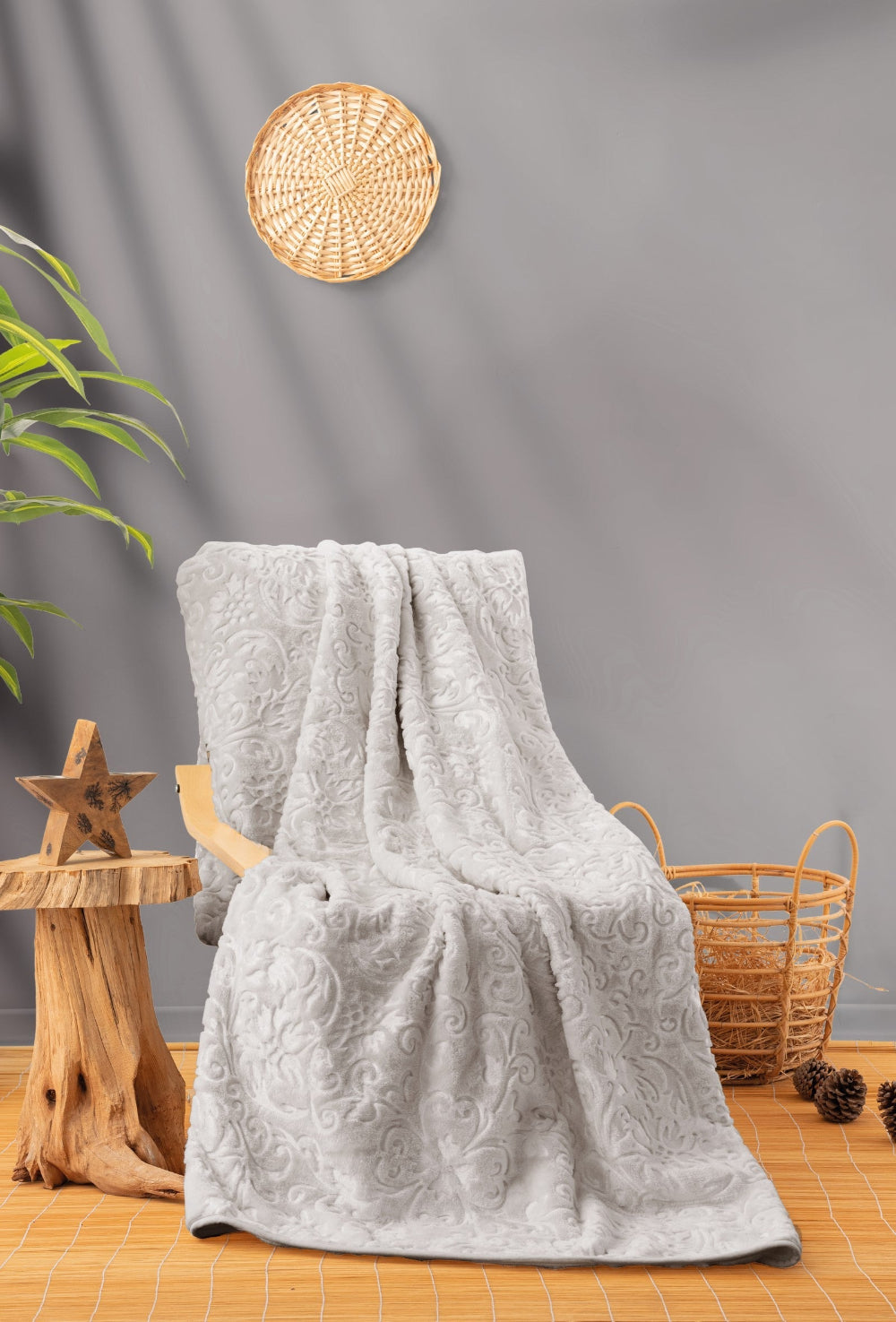 Cotton Box-Emboss Çift Kişilik Battaniye Taş-Battaniye-1-Milagron.com