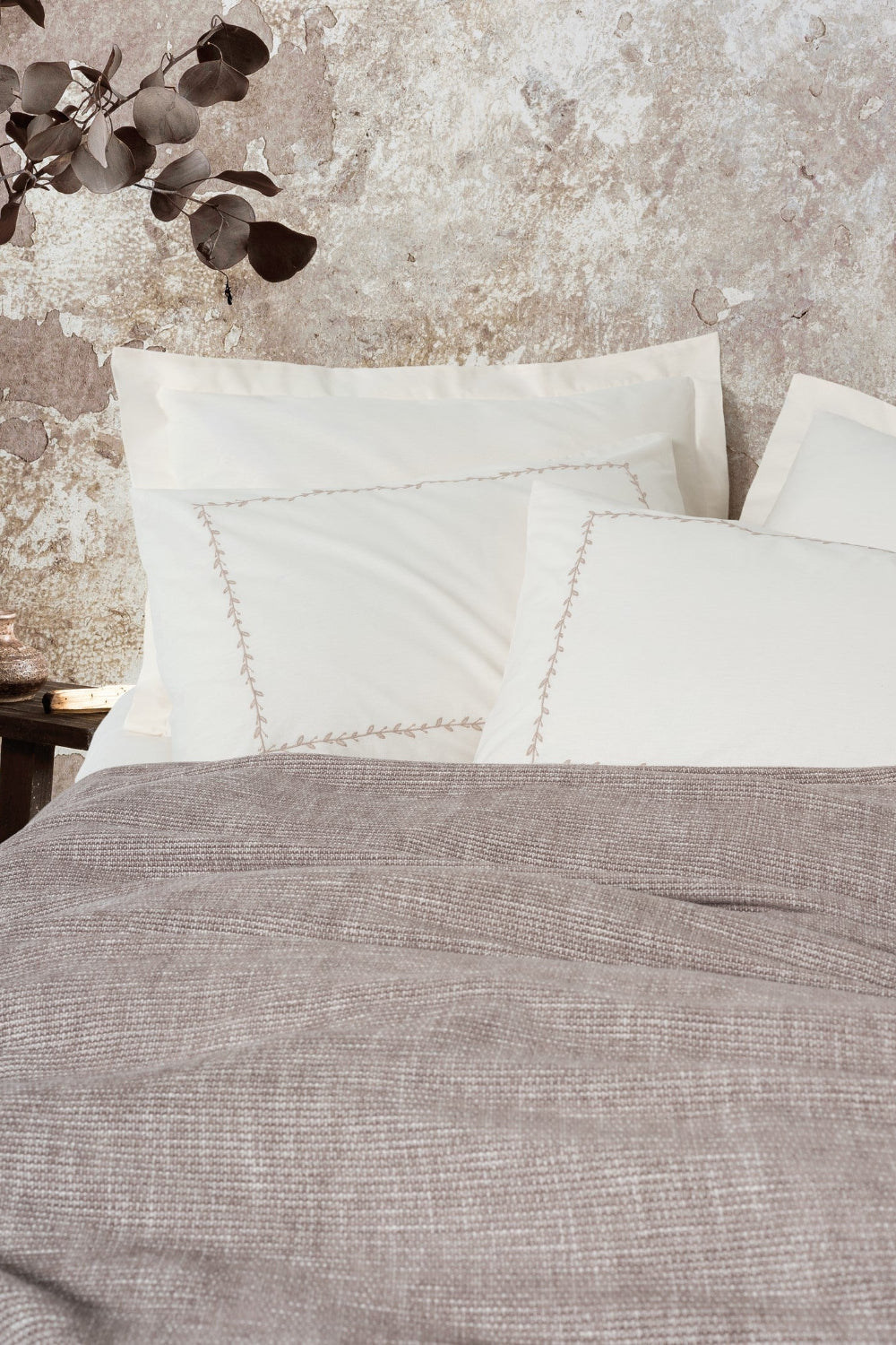 Cotton Box-Embrova Şönil Çift Kişilik Yatak Örtüsü/Pike Takımı Loom Bej-Nevresim Takımı-2-Milagron.com